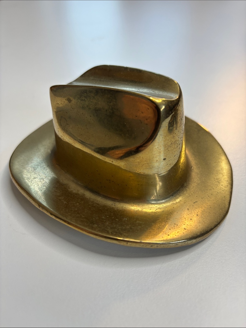 Rare Vintage Solid Brass Cowboy Hat Accent